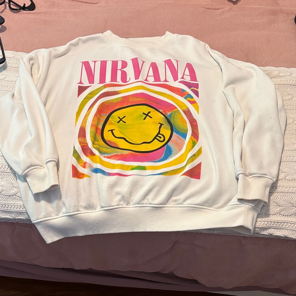 NIRVANA White Sweatshirt with Vibrant Graphic